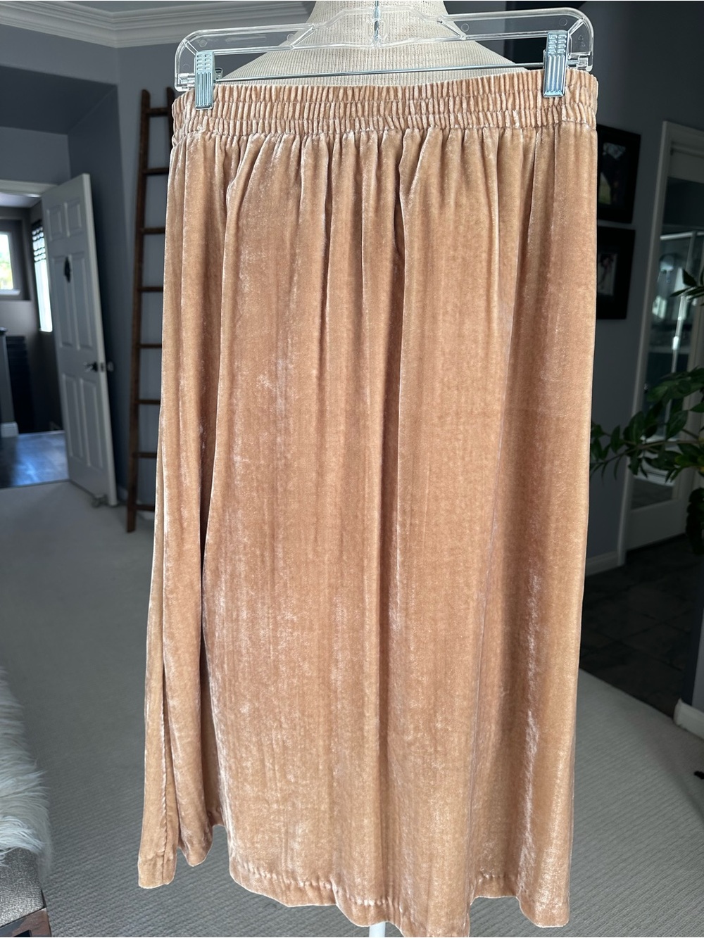 H&M Velvet Midi Skirt in Golden Tan size medium